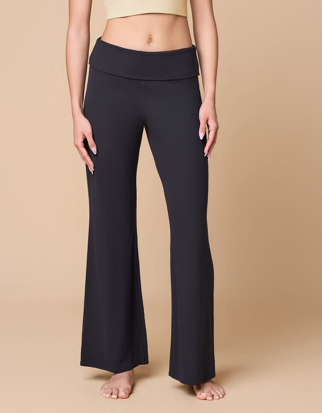 Ribbed Foldover Waist Kick Flare Full Length Leggings Flare Her own words SPORTS 