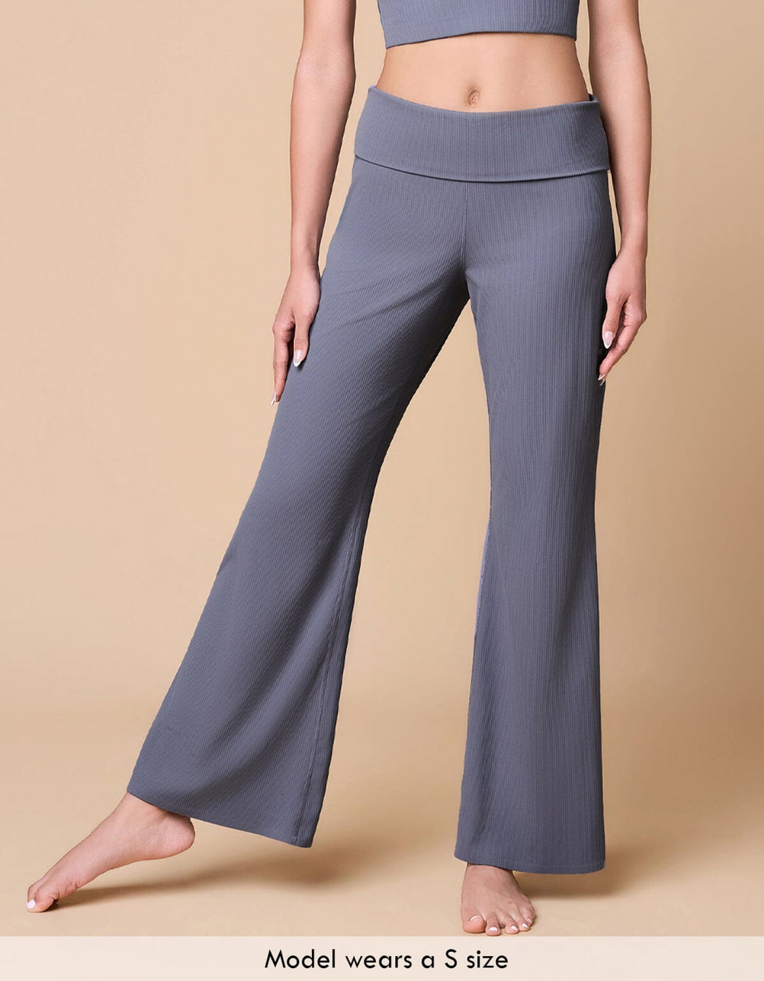 Ribbed Foldover Waist Kick Flare Full Length Leggings Flare Her own words SPORTS 