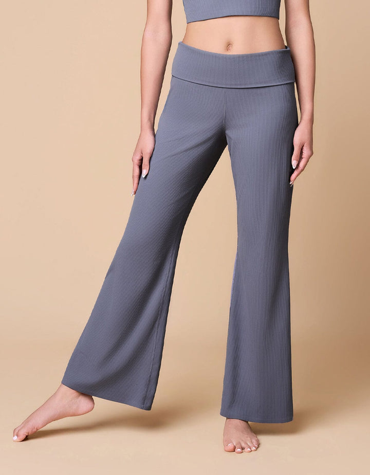 Ribbed Foldover Waist Kick Flare Full Length Leggings Flare Her own words SPORTS 