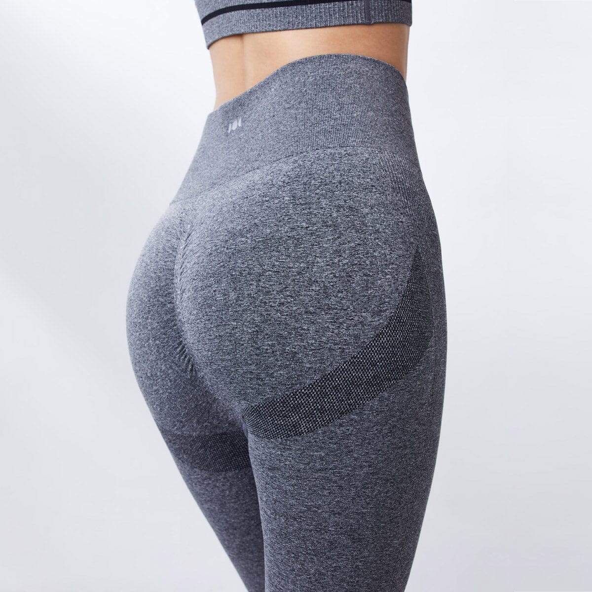 Butt-Sculpting Sustainable Seamless Knit High-Waist Cropped Petite Sports Leggings Leggings Her own words SPORTS Black Heather S 