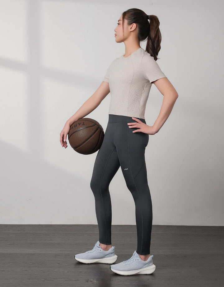 Seamless Knit Ribbed Slim Fit Crop Short Sleeve Crop Top Her own words SPORTS 