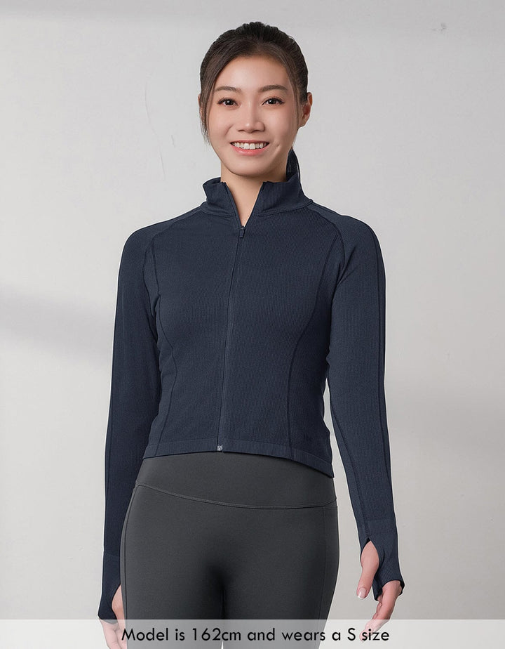 Seamless Knit Ribbed Slim Fit Cropped Jacket Jacket Her own words SPORTS 