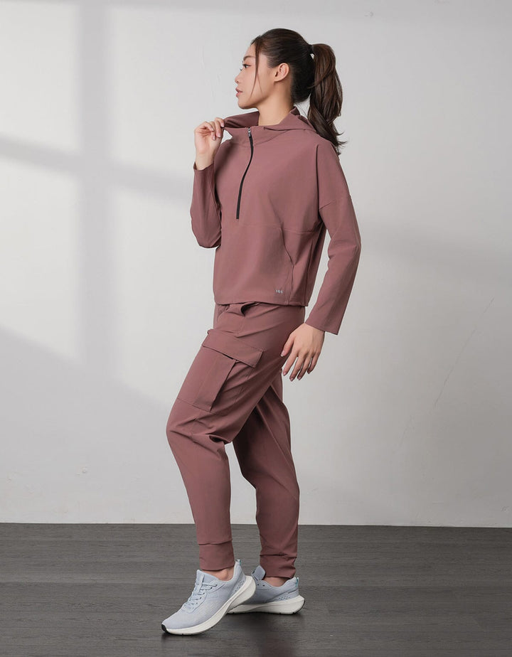 HOW-STAYDRY Half Zip Hoodie Long Sleeve Her own words SPORTS 