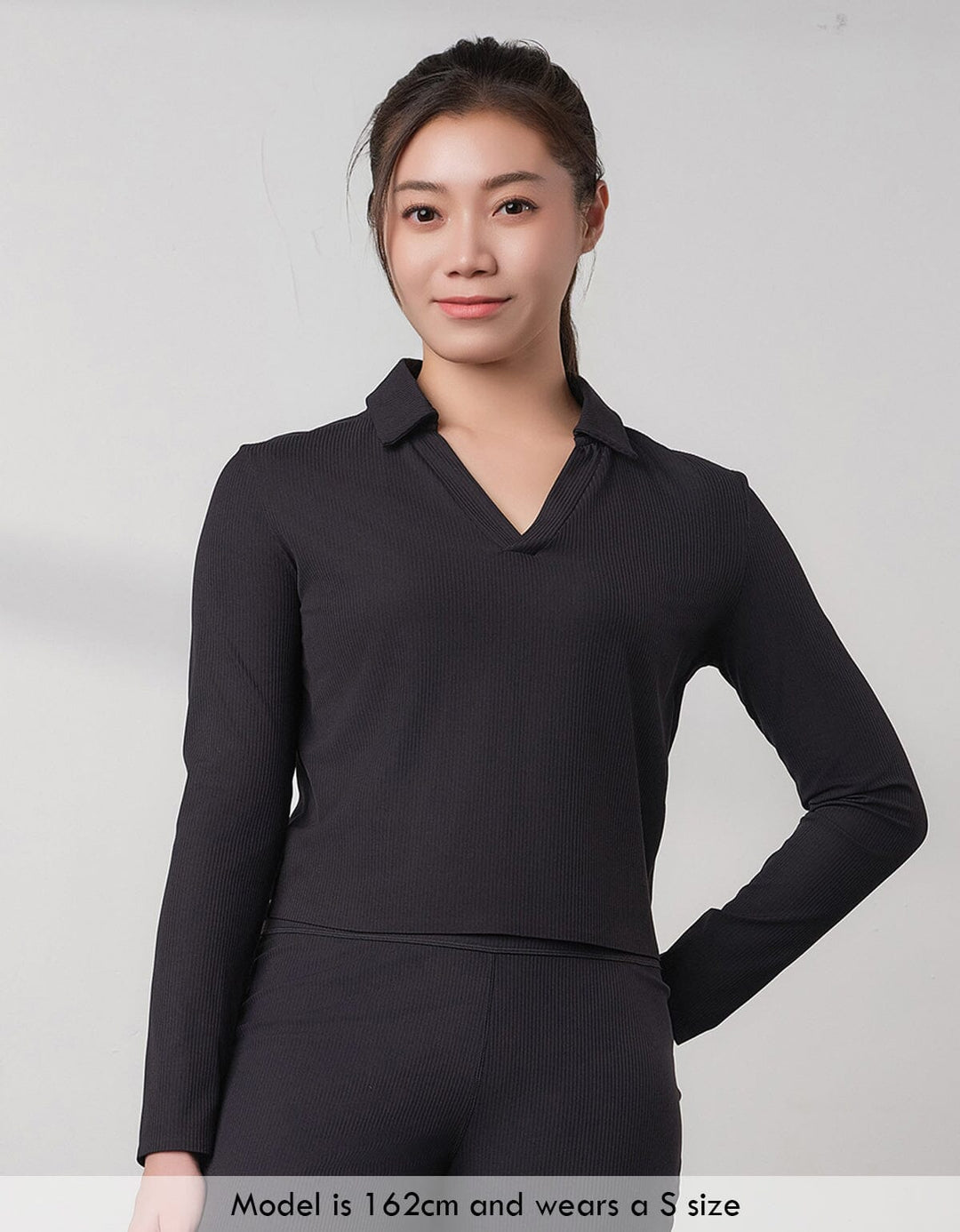 HOW-EFFORTLESS Ribbed Polo Long Sleeve Long Sleeve Her own words SPORTS 