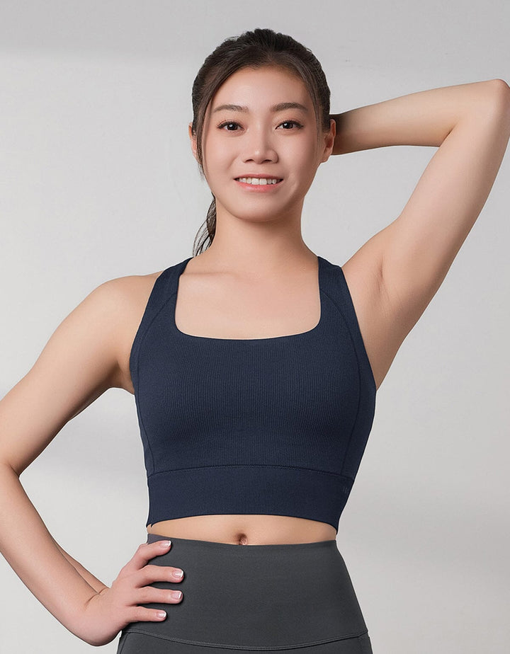 Seamless Knit REextraSkin™ & REherbafoam™ Ribed Square Neck Medium Impact Longline Sports Bra Medium Impact Her own words SPORTS 