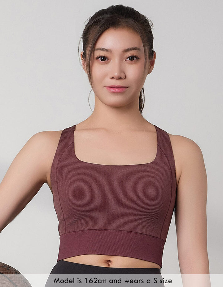 Seamless Knit REextraSkin™ & REherbafoam™ Ribed Square Neck Medium Impact Longline Sports Bra Medium Impact Her own words SPORTS 