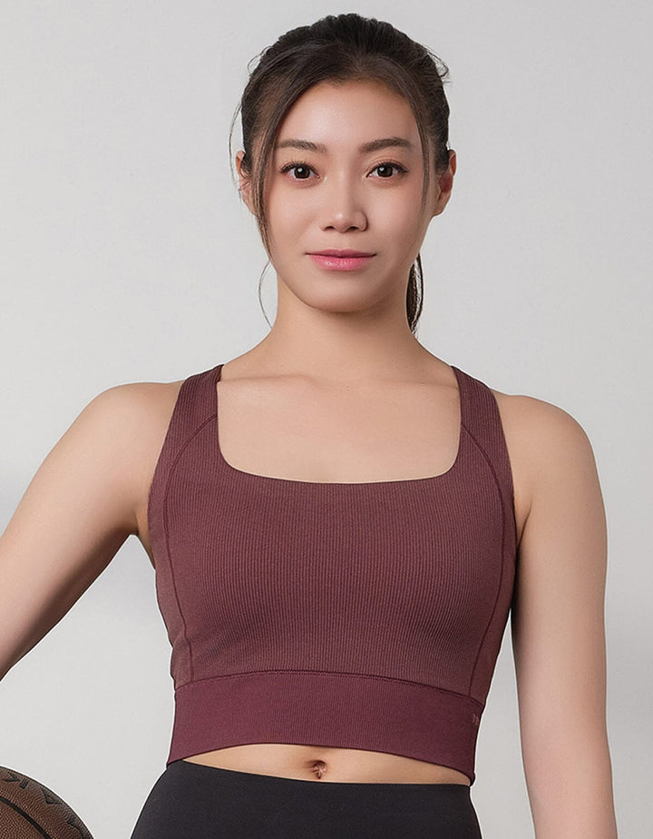 Seamless Knit REextraSkin™ & REherbafoam™ Ribed Square Neck Medium Impact Longline Sports Bra Medium Impact Her own words SPORTS 