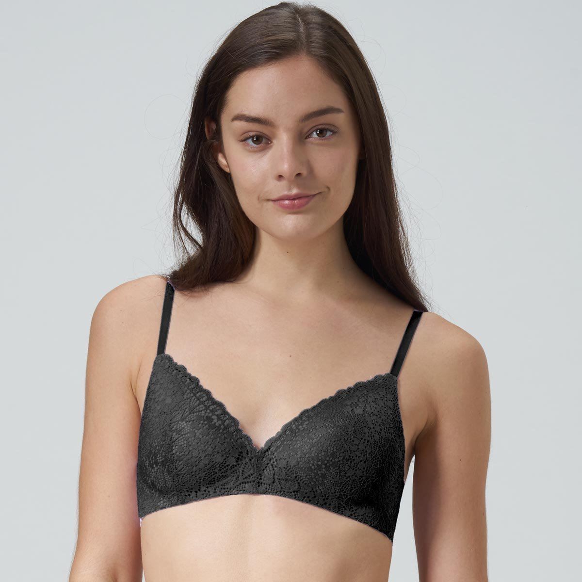 Lacy Non Wired Lightly Lined Bra Bra Her Own Words Black 70A 