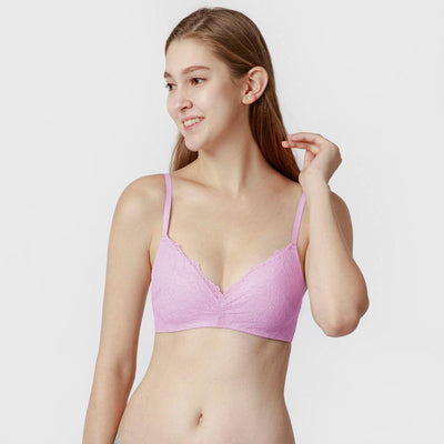 Non-wire Lacy Bra Bra Her Own Words Burnished Lilac x Power Puff 70A 