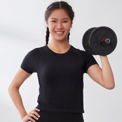 Effortless Sustainable Knit Short Sleeve Crop Top Tops Her own words SPORTS Black XS 