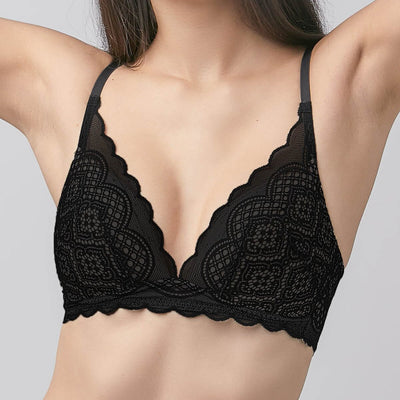 Solution Non Wired Full Coverage Lace Bra Bra Her Own Words Black 70B 