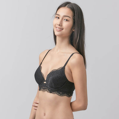 Stylist Airy Full Coverage Lightly Lined Lace Bra Bra Her Own Words Black 70B 