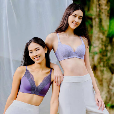 Solution Max Free W-Shape Support Non Wired Lace Bra Bra Her Own Words Graystone 70B 