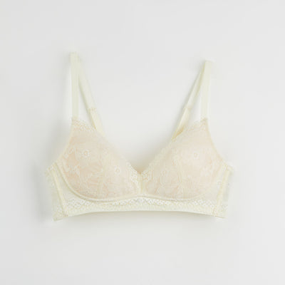 Airy Spacer Cooling Non-Wired Lace Bra Bra Her Own Words Transparent Yellow x Cream Tan 70B 