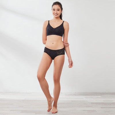 Invisible Lightmesh REextraSkin™ W-Shape support Bralette Bra Her Own Words Black XS 