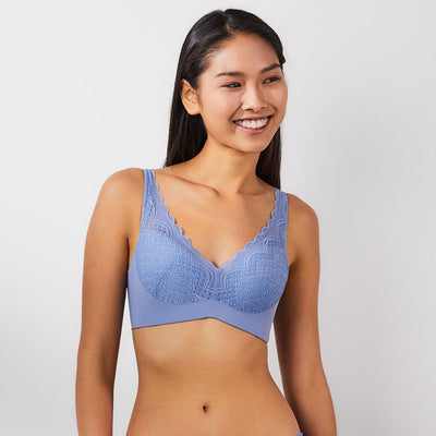 Solution Max Free Plunge W-shape Support Non Wired Lace Bra Bra Her Own Words Stonewash 70B 