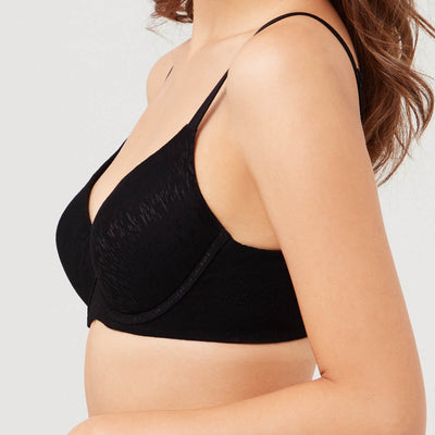 Solution Soft Touch Full Coverage Lightly Lined Lace Bra Bra Her Own Words Black 70E 