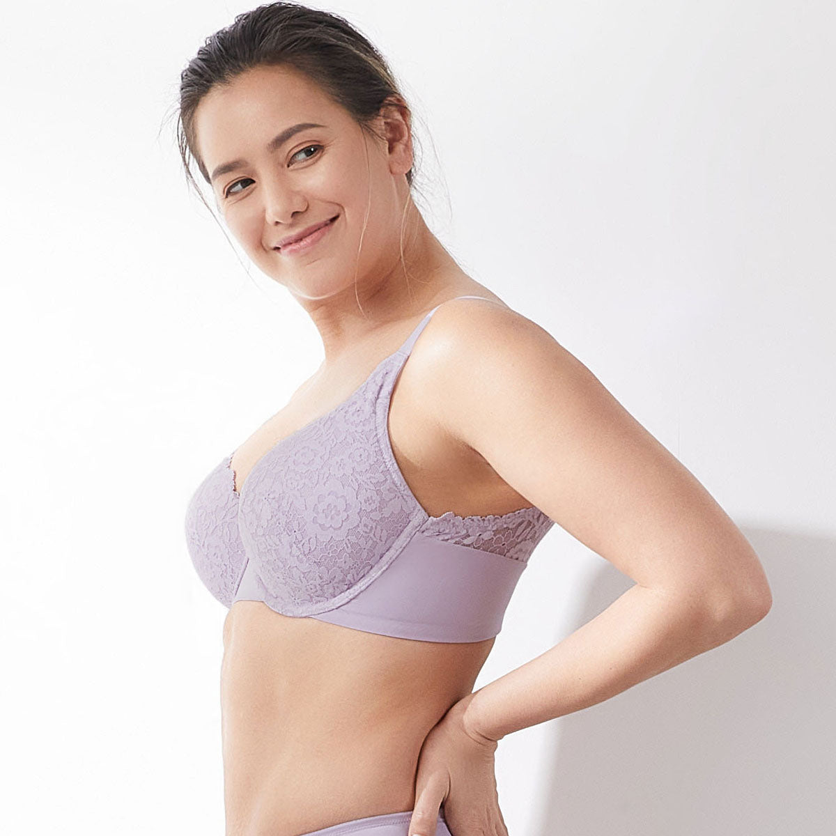 Sustainable Herbafoam???€??Soft Touch Full Coverage Lightly lined Lace Bra Bra Her Own Words Fair Orchid 75C 