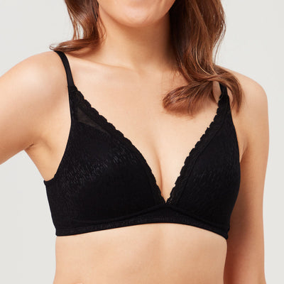 Solution Non Wired Full Coverage Lace Bra Bra Her Own Words Black 70B 