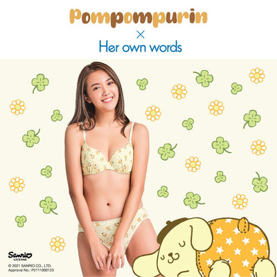Sanrio Hello Kitty & Pompompurin Print Signature Lightly Lined Bra (Limited for Hong Kong & Macao) Bra Her Own Words Pompompurin Print 70B 