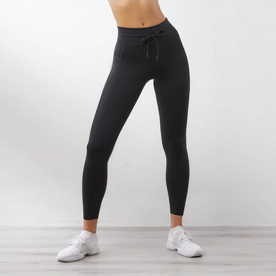 Mid-Waist Drawstring Leggings Leggings Sweat Float Black S 