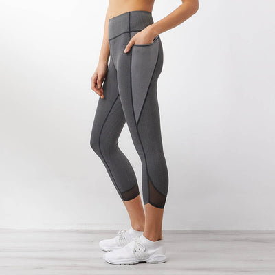 HIgh-Waist Denim Cropped Sports Leggings Leggings Sweat Float Black S 