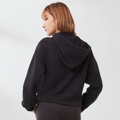 Lifestyle High Neck Cropped Hoodie Tops Sweat Float 