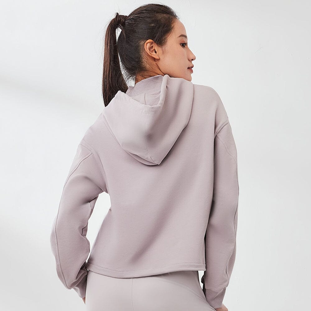 Lifestyle High Neck Cropped Hoodie Tops Sweat Float 